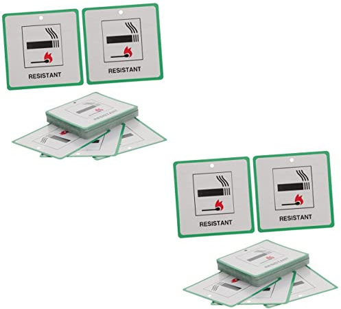 PLAFOPE 100Pcs Fire Safety Warning Labels for Furniture Durable Coated Tags with Holes Highly Visible Warning Signs for Home and Work Safety