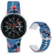 Leotop Stitch Band Bracelet de rechange en silicone souple pour Samsung Galaxy Watch 5 / Watch 42 mm/Galaxy Watch 3 41 mm/Watch 4 40 mm 44 mm/Active 2/Gear S2 Classic/Gear Sport (Blue-Stitch)