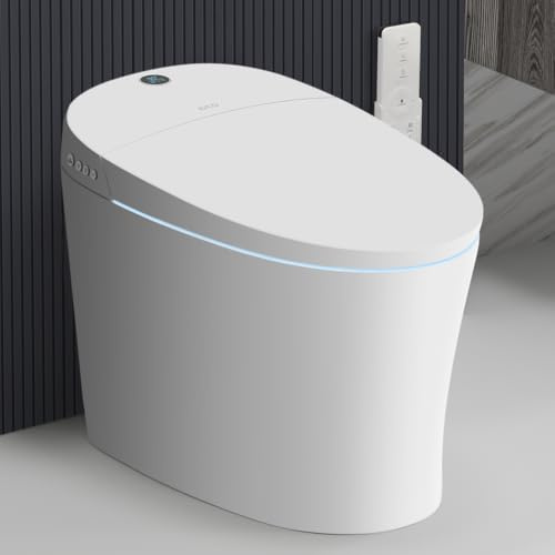 EPLO Smart Toilet,Bidet Toilet Pump-Assisted,Blackout Flush,Heated Seat,Dual Auto Flush,Warm Water,Foot Sensor Operation,Modern Tankless Elongated Toilets with LED Display for Bathrooms E16BP