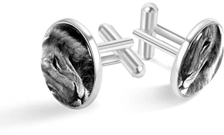 Manschettenknöpfe für Herren,Hemdmanschettenknöpfe,wildes Tier Löwe,Manschettenknöpfe für Herren,Edelstahl-Manschettenknöpfe Hochzeit