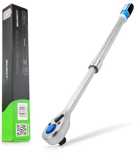 HASKYY Chiave a cricchetto telescopica a cricchetto 1/2, 46-60 cm, allungabile, chiusura rapida, 72 denti