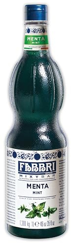 Food-United MINZSIRUP 1L FLASCHE | FABBRI 1905 Mixybar | sciroppo di menta | Getränkesirup | Minze-Pfefferminze-Sirup | für klare Spirituosen Rum Mint-Granitas Mint-Latte-Kaffee Cocktails (1)