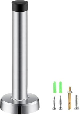 Kujinova Door Stops, 4 Inch Door Stoppers with Sound Dampening Rubber Buffer, Stainless Steel Wall Mounted Door Stop, Door Stoppers for Skirtings Modern, for Home, Office, Indoors, KJBXGMD-9.5