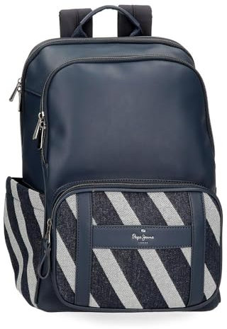 Pepe Jeans Celine Rucksack für Notebook 39,6 cm (15,6 Zoll), Blau, 30 x 41 x 14 cm, Polyester mit Kunstlederdetails, 12,76 l von Joumma Bags, blau, laptoprucksack