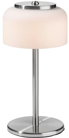 casa NOVA LED-Tischlampe - H 33 cm - Nickelfarben - Weiß - Metall - Glas