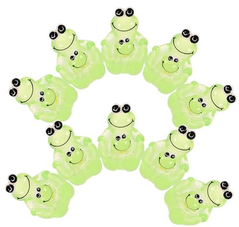 CIYODO 10 Stück Frosch Anhänger aus Kunstharz Leuchtend im Dunkeln 2 Anwendungen Handyhülle Haarspange Basteln und Schmuckherstellung