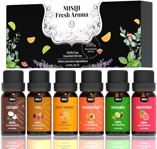 Essential Oils Set Frucht für Diffuser, Aromatherapie, Wäsche, Kerzen- und Seifenherstellung, Luftbefeuchter - 6 x 10ml