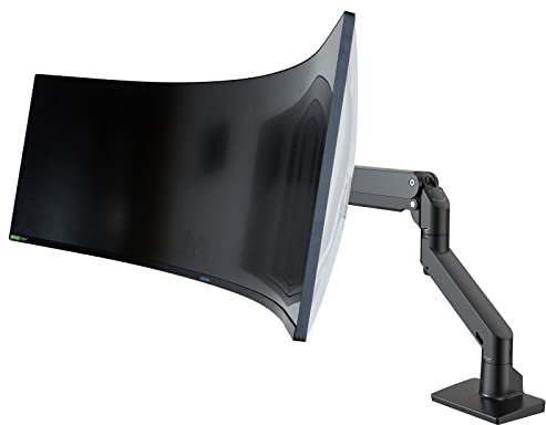 BEWISER Soporte de monitor para 1 pantalla de 34 a 57 , ultra ancho, curvado, altura ajustable con inclinaciones, giratorio, muelle de gas resistente de 5 a 20 kg, VESA 75 x 75/100 x 100, negro