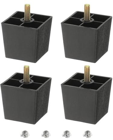 sourcing map 2 inch Plastic Furniture Legs, Set of 4 Square Tapered Table Sofa Cabinet Bed Legs, Replacement Furniture Couch Feet with M8 Hanger Bolts