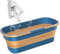 collapsi ble Tub, 12L collapsi ble Washing Up Bowl, collapsi ble Bucket, Foldable Mop Bucket, Folding Wash Basin Stand with Wheels, 2 Handles, Portable Cleaning Bucket, Lightweight Handy Basket, Blue