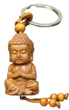 TQUXNGA Stilvoller Buddha-Schlüsselanhänger aus Holz, einzigartiges und bedeutungsvolles Design, zeigt positiven praktischen Schlüsselanhänger