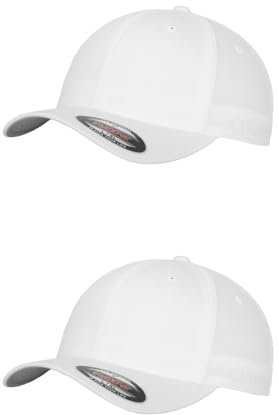 GIDUTEX Flexfit Unisex Wooly Combed Cap 2er Pack inkl. Schlüsselband Baseball Cap Basecap by (DE/NL/SE/PL, Alphanumerisch, S, M, White)