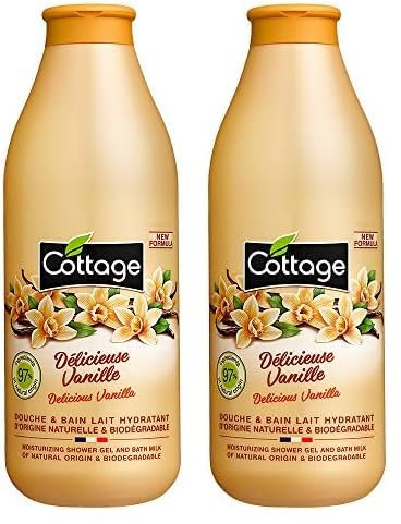 Cottage - Duschbad Und Feuchtigkeitsmilch - Köstliche Vanille - 97% Natürliche Zutaten - 1 Einheit - 750 Ml (Packung mit 2)