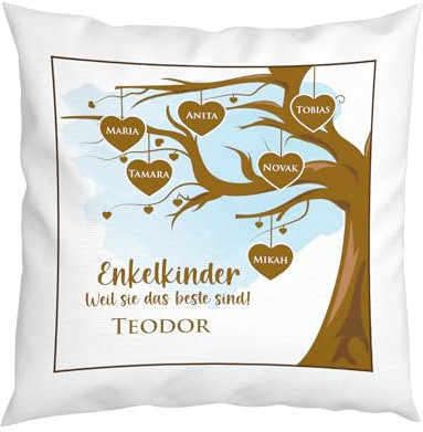 LIEBTASTISCH - Meine Enkelkinder - personalisiertes Kissen - Wunschnamen - Geschenkidee - Geburtstagsgeschenk - Oma - Opa