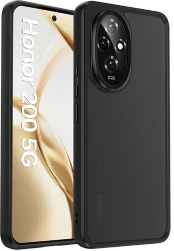 Deisyzy Opaca Cover Compatibile con Honor 200 5G, Anticaduta Antiurto Anti-Graffio Anti-Impronte Hard PC Glassata Custodia Nero