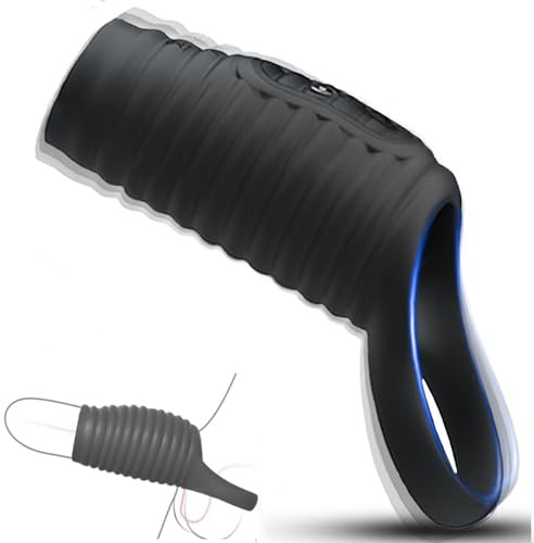Vibrating Cock Ring Penis Sleeve Adult Male Sex Toys Penis Vibrator Men, Threaded Texture Penis Ring Male Erection Couples Vibrators 10 Vibrations Sex Toys for Men Siliocne Sex Toy Adult Toys