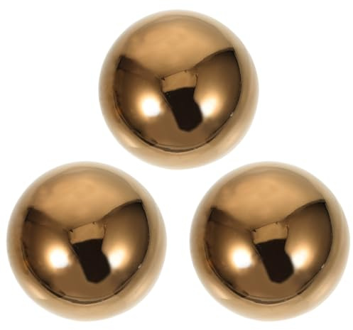 ibasenice 3er Pack Rosenkugel für Außen Winterfest - 7,6cm Spiegelpolierte Hohlkugel aus Edelstahl, Moderne Goldene Gartenkugeln für Draußen & Teichdeko, Wetterfeste Doku Kugeln für Garten & Haushalt
