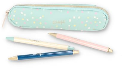 Mr. Wonderful Schreibset - Polka Dot Print - Etui, 2 Kugelschreiber, 1 Bleistift
