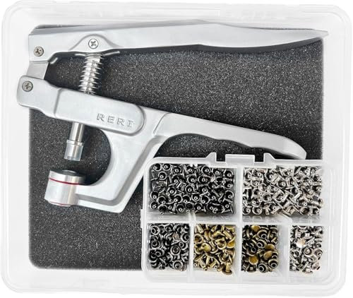 Leder Nieten Set, 12mm Silbe Metall Doppelkappe Druckknöpfe für DIY Handwerk Reperatur nähen, Handgemacht, DIY Kleidung