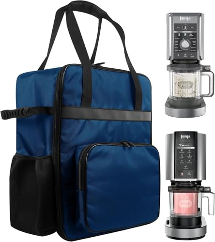 AF-WAN Bolsa de transporte para máquinas de hielo CREAMi – Bolsa de transporte con asas, compartimento frontal y bolsillos laterales de malla – Compatible con máquinas de hielo Ninja CREAMi NC501EU