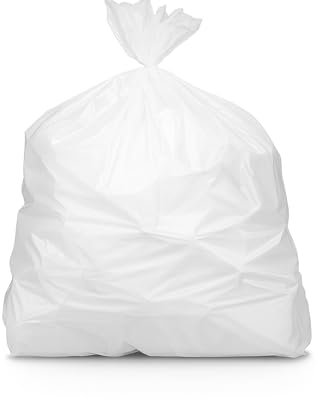 Sac Poubelle Blanc 100l | 50 Sacs Poubelles 100 Litres (2 Rouleaux de 25 Sacs) | Très Résistant (30 µ) et Etanche | Déchets non Alimentaires | Fermeture Lien à Nouer | Tri Sélectif