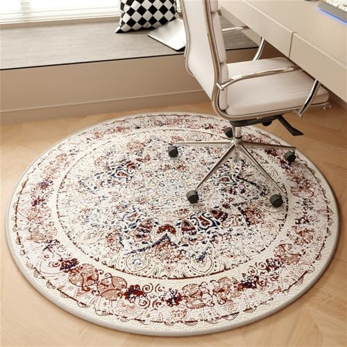 YUEKOPOU Suelos de moqueta Large Round Office Chair Mat for Carpet - Anti-Slip Gaming Chair Mat(Light Brown,80x80cm)