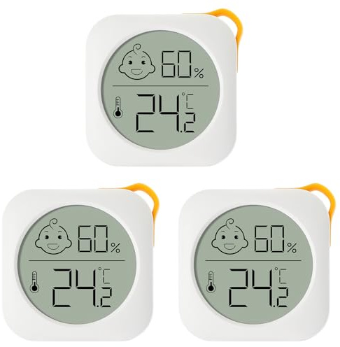 Flintronic Thermomètre Hygrometre Interieur, 3pc Hygromètre Numérique Mini Digital à Haute Précisio, Moniteur de Température et Humidimètre pour Le Confort du Bureau à Domicile Thermomètre de Reptile
