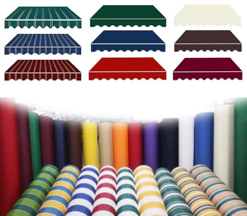 Markisenstoff einziehbar, UV-Schutz, Überdachungsabdeckung für Gelenk- und Klemmmarkisen, Markisenmaterial für den Außenbereich, 2 m, 3 m, 4 m, 5 m, 6 m (Rot, 400 x 245 cm)