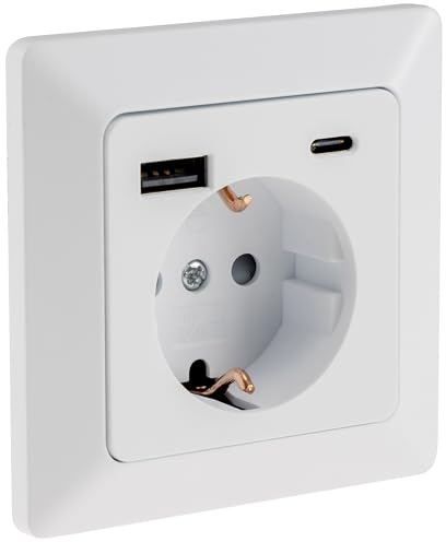 ChiliTec MILOS Unterputz-Steckdose USB-A USB-C PD 3.0 Matt Weiß | 230V Schutzkontakt, 30mm Tiefe, Ladeport