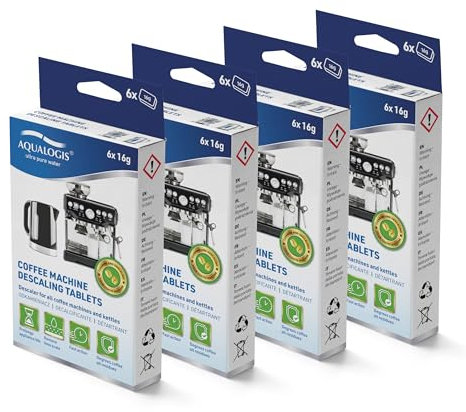 Aqualogis Kaffeemaschinen Entkalker Tabs: Für Kaffeevollautomaten, Espressomaschinen, Wasserkocher, Power Entkalker-Tabletten | Geeignet für Jura, Senseo, Miele, Tassimo, Delonghi u.v.m. (24)