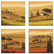 ARTLAND Wanddeko Leinwand Bilder Set 4tlg. je 30x30 cm Quadratisch Wandbilder Landschaft Italien Malerei Ocker Rapsfeld Mohnfeld Toskana K2QN