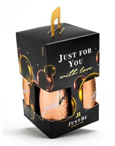 JustBe Geschenkset | Piccolo frizzante l Prickelnde Premium Piccolo Wein Geschenkbox | Aperitif Sekt Mitbringsel 4 x 0,2l (Rosé S)