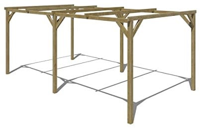 Vente-unique - Carport pergola Simple autoporté en Bois traité - 1 Voiture - 15 m² - Achille