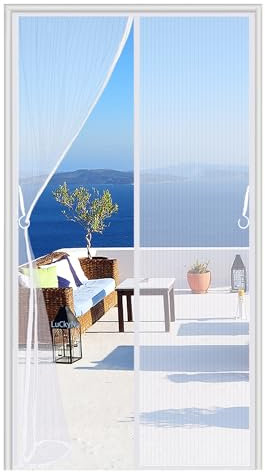 Moustiquaire magnétique pour porte,Rideau de Anti-Insectes 95 x 220 cm Anti Insecte Mouche Moustique Fermeture Automatique sans Percer pour Porte d Entrée Intérieur/Patio - Blanc A
