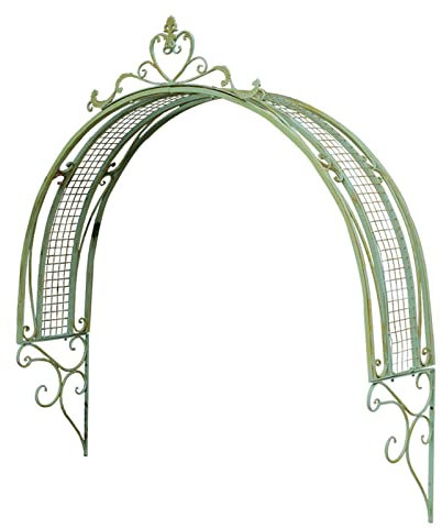 LYXWGRZD Wall Mounted Garden Arch,Iron Art Rose Arch,Retro Rustic Design,Outdoor Plants Climbing Arbors Arches Trellis,for Decoration Entrance Porches/Windows/Doors (Color : Vintage green)