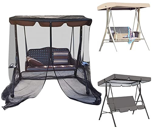 Moskitonetz für Gartenschaukel, Outdoor Garten Moskitonetz Abdeckung Netzabdeckung, Garten Schattierungs Moskitonetz mit Reißverschluss für Hollywoodschaukel Moskiton(Size:205x125x205cm,Color:Schwarz)