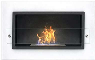 Adriano - Chimenea de bioetanol empotrable con 1 quemador de 1,5 L. Chimenea de bioetanol de acero inoxidable y vidrio templado. 64 x 40 cm, color negro
