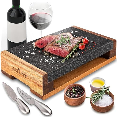 Nutrichef, Raclette, Parrilla de piedra, Roca de lava caliente, Carne, Barbacoa, Cuchillos de acero inoxidable, Grill, Bandeja calentada para servir