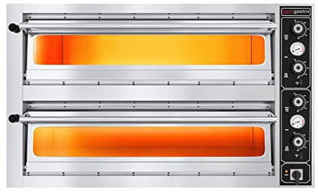 GGM Gastro | PDI6630VT | Forno per pizza 6 + 6 x 30 cm - argilla refrattaria completa - profondità