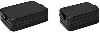 Mepal | Take a Break Duo Pack | Brotdose To Go | Lunchboxen für 2 bis 4 Sandwiches oder 4 bis 8 Brotscheiben | ideal für Meal Prep | Essenbox mit Unterteilung | Old Nordic black