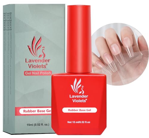 Lavender Violets 15ml Clear Rubber Base Gel for Nails UV Nail Polish LED Soak Off Nail Lamp Curing Manicure Pedicure Larger Content Salon Quality A105