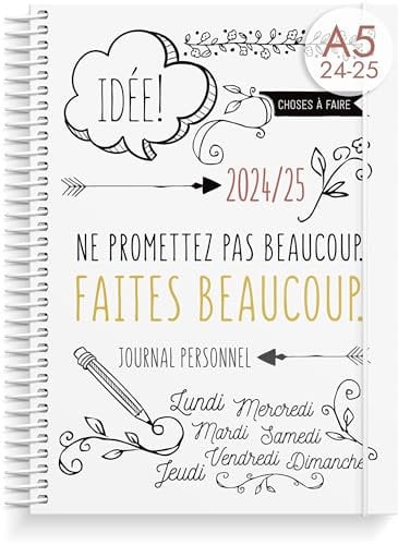 Burde Agenda 2024/2025 Doodle | Double Page Hebdomadaire | 142 Autocollants Inclus | Planificateur | en Français | 21,5 x 16 cm | Du 29-07-2024 au 24-08-2025 | Agenda & Organiseur
