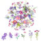 100 Blumen Scrapbooking Aufkleber,PET Transparente Pflanzen Aufkleber,Vintage Bunte Blumenaufkleber,Flower Stickers für Scrapbook Fotoalbum Tagebücher Laptops Karten (Violett)