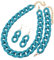 Tesselite 4 Stück/Set Acryl-Gliederkette, Choker-Halskette für Damen, Bohemain, matt, bunt, Statement-Ohrringe, Armbänder, Halsketten, Schmucksets, Petrolblau, Einheitsgröße