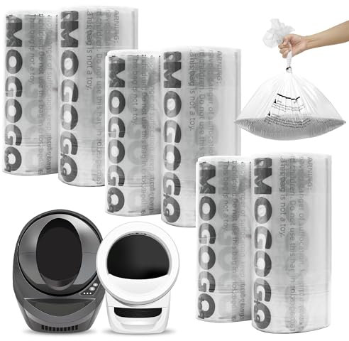 AMOGOGOPET Sacs à déchets, compatibles avec Litter Robot 4 et 3, lot de 150 sacs à litière autonettoyante, capacité de 24 à 38 litres, pré-séparés, transparents, sacs à litière de rechange pour chat