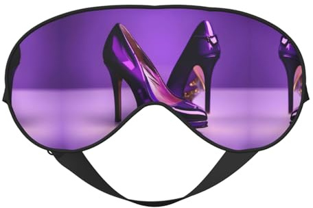 Lila High Heels mit Lippenstift Imitation Seide Schlafmaske Entspannung mit verstellbarem Gummiband Ideal für Reisen und Tiefschlaf