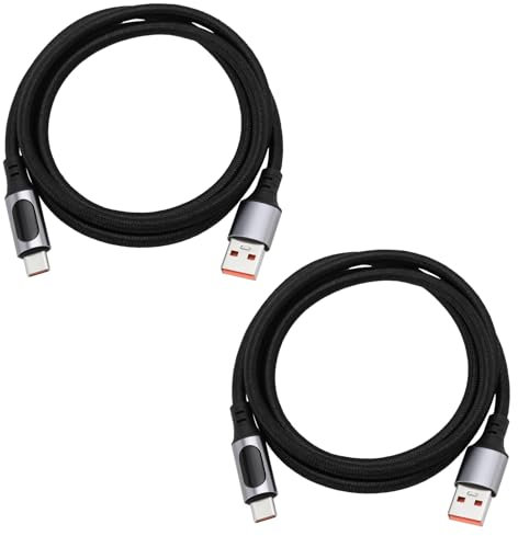 eMagTech 2 Pieces USB A USB C Display Cable 6A 100W PD Charger Cable with LED Display Compatible with iPhone Compatible with Huawei Compatible with Samsung