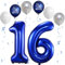 Ballon Anniversaire 16 Ans Bleu Foncé, VUCDXOP 101 CM Bleu Argent Blanc Latex Ballon Chiffre 16, Décoration Ballons 16 Ans Anniversaire, Foil Helium Ballons Numéro 16/61 Pour Décoration De Fête