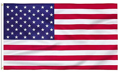 Amerikanische Flagge 120 x 180 cm mit innen außen und UV beständigem hochwertigem Polyester Canvas Header und doppelt genäht haltbar wetterfest 2 Messingösen