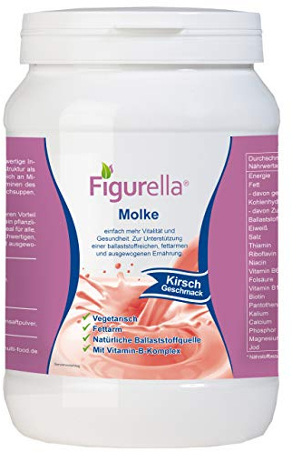 Abnehmen mit Molke | 750 g fettarmes Süßmolkenpulver für Diät, Trennkost, Fastenkur, Badezusatz | Der Vital-Shake und Wellnessdrink | Figurella Molke (Kirsche 750 g)